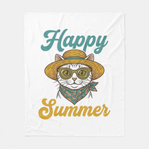 Cobertor De Velo Camisa de Verão Feliz Gato Vintage Gravura Design_