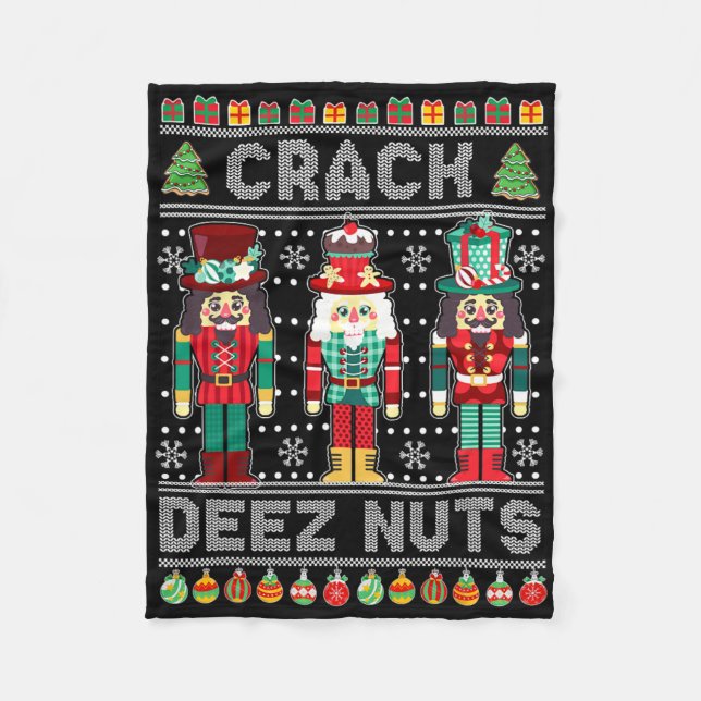 Cobertor De Velo Camisa Deez Nuts Nutcracker Funny Natal Feio Suéte (Frente)