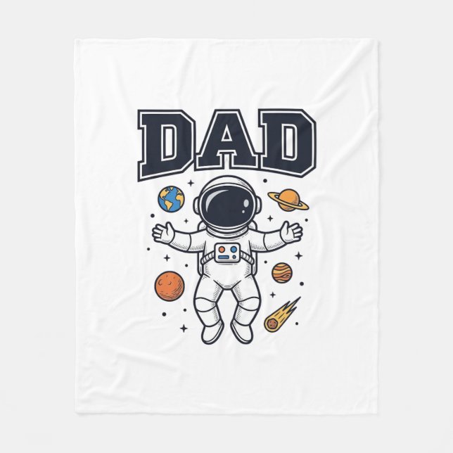 Cobertor De Velo Camisa do Papai Astronauta Espaço Vetor Design_1 (Frente)