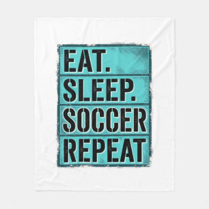 Cobertor De Velo Camisa Eat Sleep Soccer Repeat Tipografia Vintage 