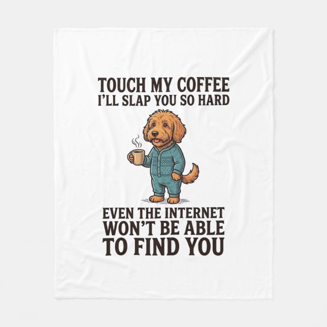 Cobertor De Velo Camisa engraçada de cachorro de café com desenho v (Frente)