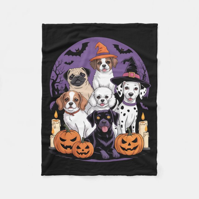 Cobertor De Velo Camisa engraçada de cachorro fantasma de Halloween (Frente)