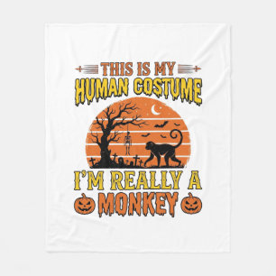 Cobertor De Velo Camisa engraçada de macaco humano no Halloween_