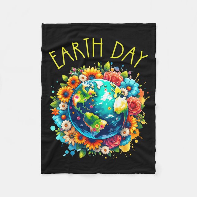 Cobertor De Velo Camisa Feliz Dia da Terra Terra Fofa Com Terra Flo (Frente)