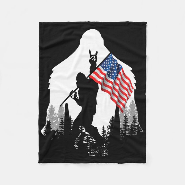 Cobertor De Velo Camisa Grande Pé - Bandeira Americana Bigfoot Sasq (Frente)