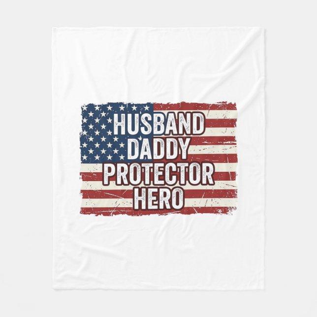 Cobertor De Velo Camisa Patriótica Marido Papai Protetor Herói Band (Frente)