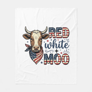 Cobertor De Velo Camisa Patriótica Vaca Vermelha Branca Moo 4 de Ju