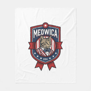 Cobertor De Velo Camisa Patriótica Vintage Gato Meowica EUA Design_