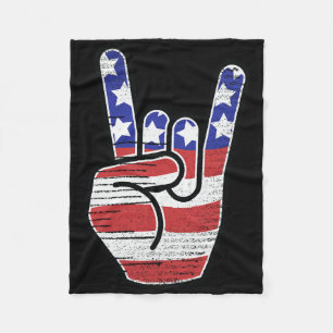 Cobertor De Velo Camisa Rock N Roll Bandeira Dos EUA Sinal De Chifr