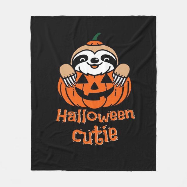 Cobertor De Velo Camisa-T essencial de preguiça-doce do Halloween (Frente)