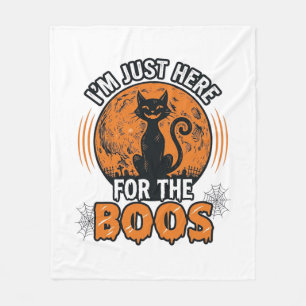 Cobertor De Velo Camisa Vintage Gato Preto de Halloween Aqui Para O