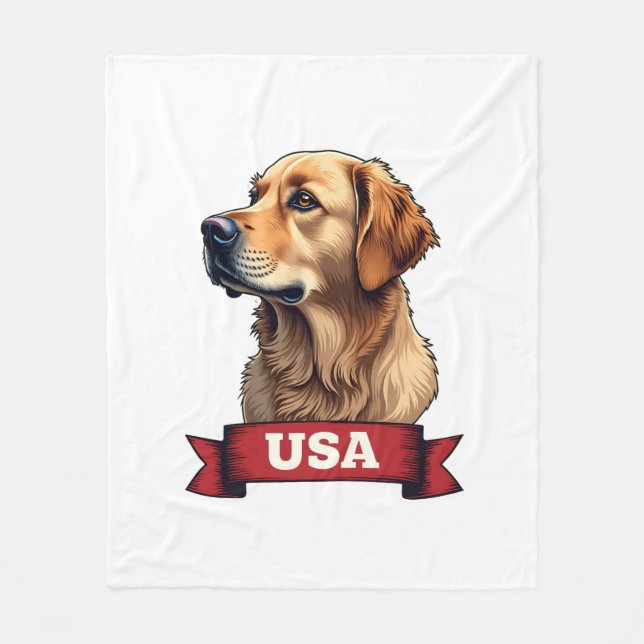 Cobertor De Velo Camisa Vintage USA com Gravação do Golden Retrieve (Frente)