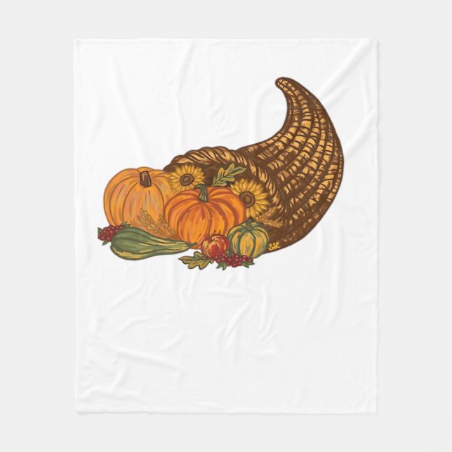 Cobertor De Velo Camiseta Clássica de Ação de Graças Cornucopia (Frente)