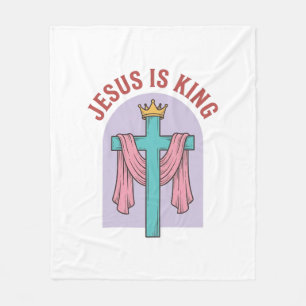 Cobertor De Velo Camiseta Cristã Vintage Coroa Cruz Jesus É Rei