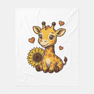 Cobertor De Velo Camiseta de gravura vintage de girassol de girafa