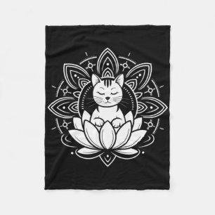 Cobertor De Velo Camiseta de Ioga Meditação Flor de Lótus de Gato P