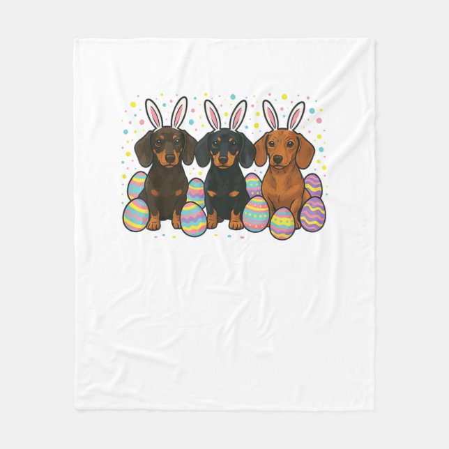 Cobertor De Velo Camiseta de Páscoa Dachshund (Frente)