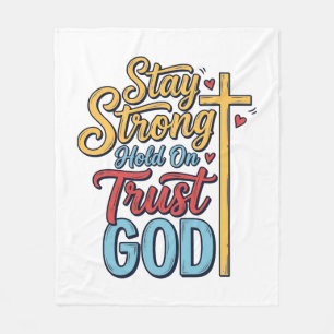 Cobertor De Velo Camiseta Desenho Cruz Cristã Fique Forte Confie em