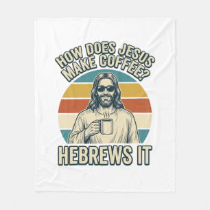 Cobertor De Velo Camiseta Engraçada Jesus Café Desenho Vintage_