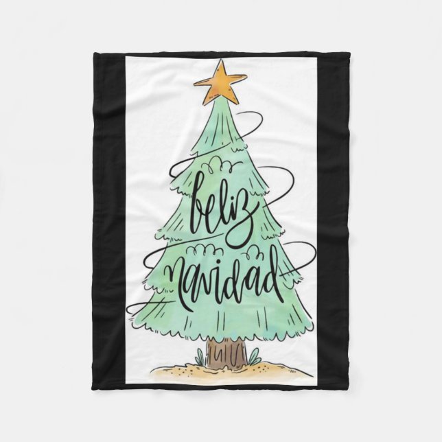 Cobertor De Velo Camiseta Feliz Navidad Árvore de Natal (Frente)