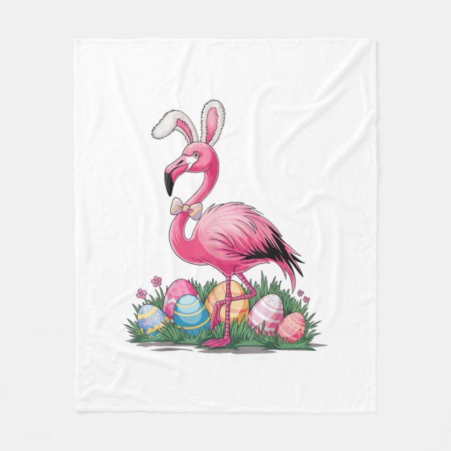 Cobertor De Velo Camiseta Flamingo de Páscoa (Frente)