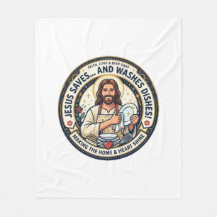 Cobertor De Velo Camiseta Humor Tarefas de Lavanderia Jesus Gráfico