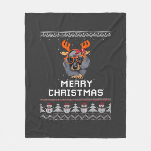 Cobertor De Velo Camiseta Oversized Suéter de Natal de Dachshund