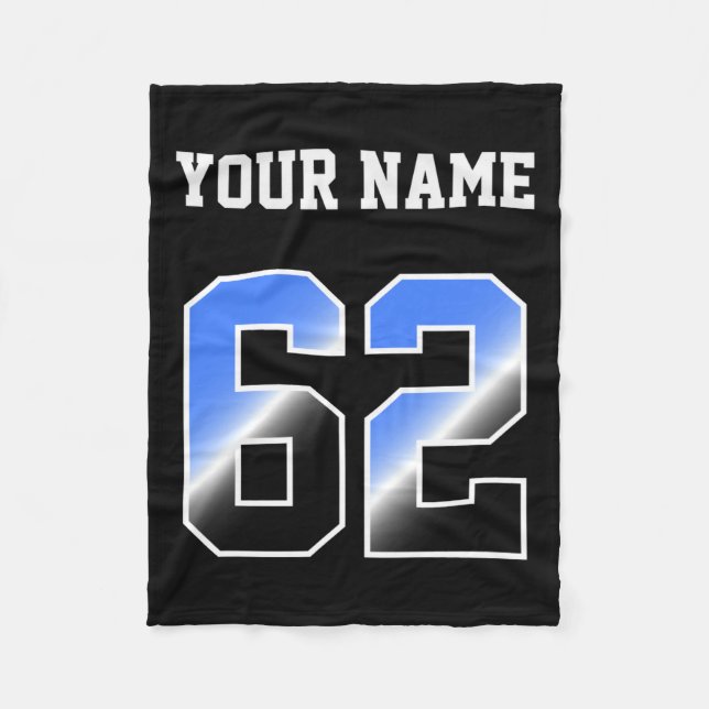 Cobertor De Velo Camiseta Personalizada Azul Número 62  (Frente)