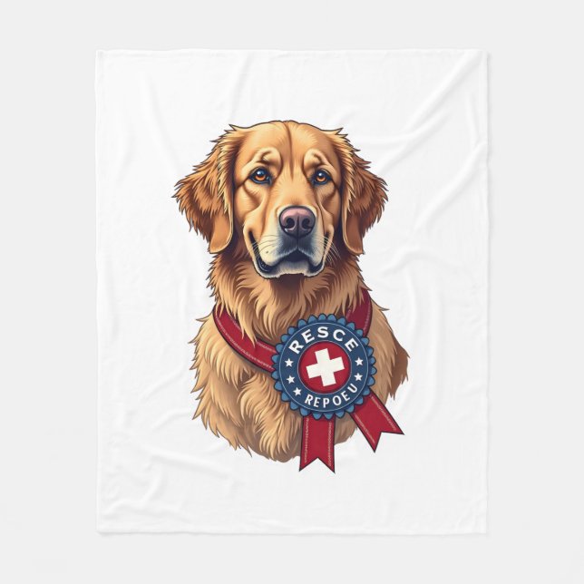 Cobertor De Velo Camiseta Vintage de Resgate de Golden Retriever Pa (Frente)