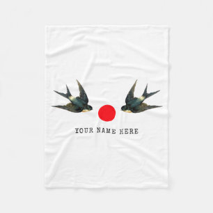 Cobertor De Velo Camiseta Vintage Japão Andorinha Texto Nome Person