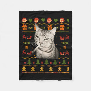 Cobertor De Velo Camisolas Feias de Natal para Meme de Gato Fumante
