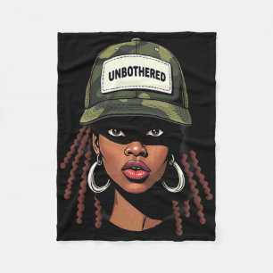 Cobertor De Velo Camo Juneteenth Despreocupada Garota Preta com Tra