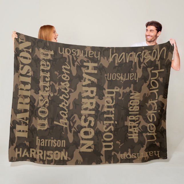 Cobertor De Velo Camo Marrom Personalizado (In Situ)