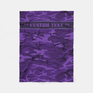 Cobertor De Velo Camo Roxo Escuro com Texto Personalizado
