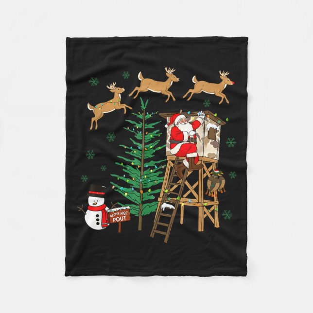 Cobertor De Velo Camo Santa Christmas Deer Hunting Camouflage Hunte (Frente)
