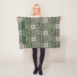 Cobertor De Velo Camouflage Camo Patchwork Khaki Green