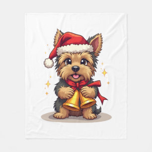 Cobertor De Velo Campainhas de Natal do Yorkshire Terrier