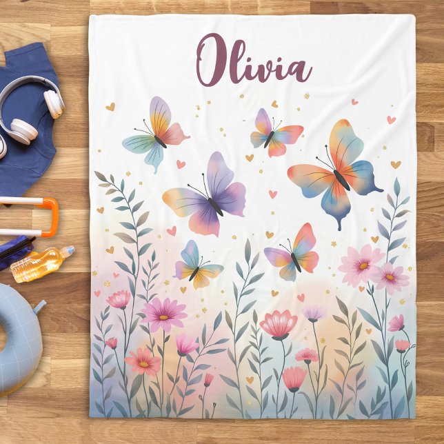 Cobertor De Velo Campanha da Borboleta Aquarela Encantadora (Criador carregado)