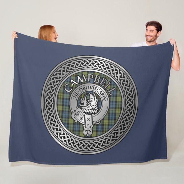 Cobertor De Velo Campbell Crest & Tartan Knot Fleece Blanket (In Situ)
