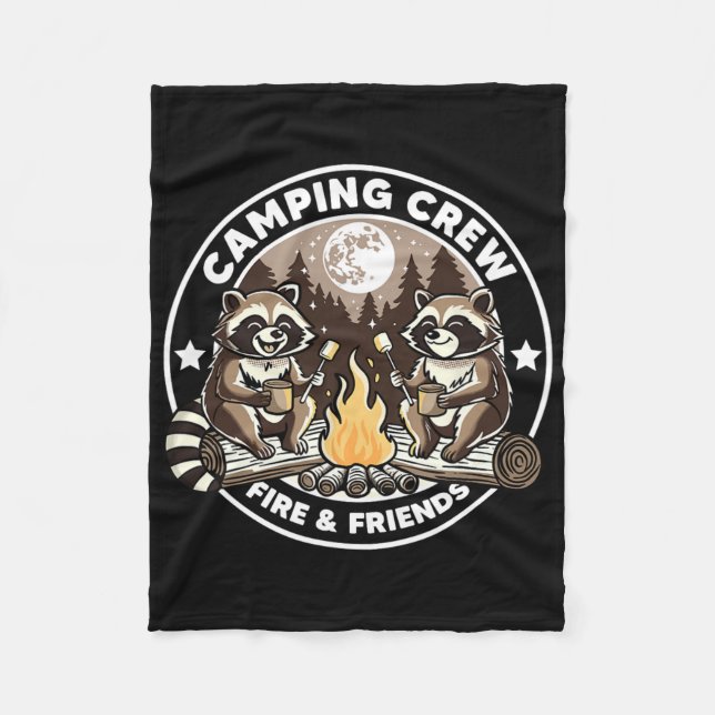 Cobertor De Velo Camping Crew Hike Camping Campfire Raccoons Family (Frente)