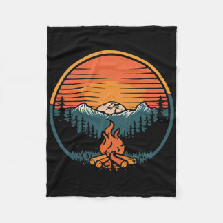 Cobertor De Velo Camping Sunset Campfire Retro Camp Camper Vintage 