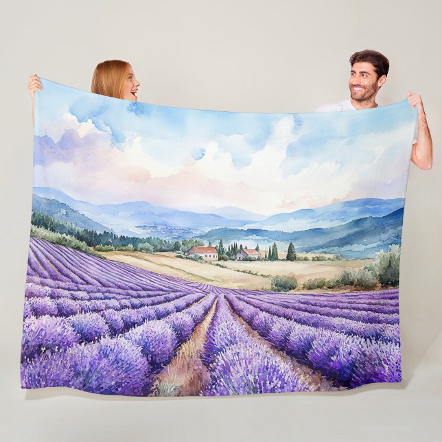 Cobertor De Velo Campo de lavanda aquarela & campo francês (Criador carregado)