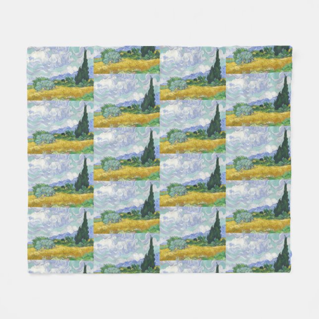 Cobertor De Velo Campo de Trigo com Ciprestes de Van Gogh Arte (Frente (Horizontal))