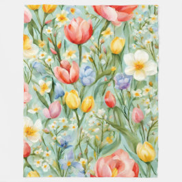 Cobertor De Velo Campo Floral Colorido de Primavera. Pintura