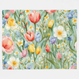 Cobertor De Velo Campo Floral Colorido de Primavera. Pintura