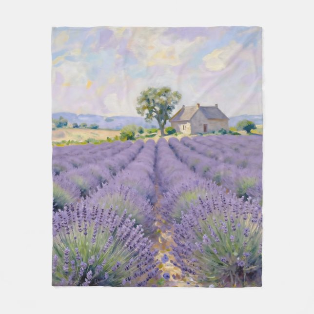 Cobertor De Velo Campos de Lavanda Provença Casa de Campo Impressio (Frente)