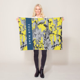 Cobertor De Velo Camuflagem Amarela e Cinza Seu nome Personaliza