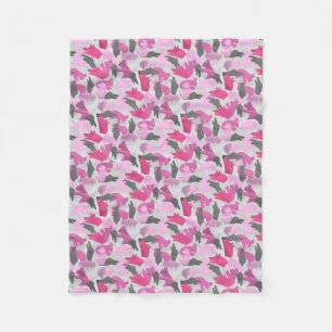 Cobertor De Velo Camuflagem Animal Silhueta Rosa
