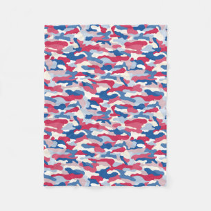 Cobertor De Velo Camuflagem Azul e Branco Vermelho