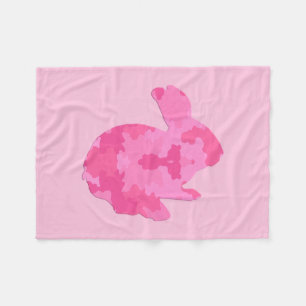 Cobertor De Velo Camuflagem rosa Silhueta Bunny Fleece
